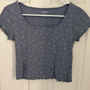 Women's Blue Floral Crop Top Small